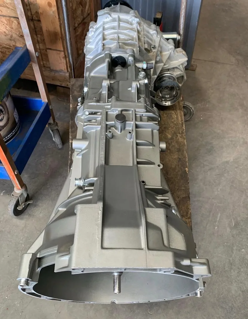 Rebuilt manual gearbox and transfer case on the bench
